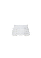 White cotton Broderie Anglaise ruffled crop top