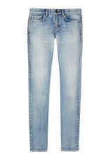Saint Laurent Washed Denim Distressed Skinny Jeans