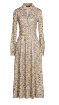 Blue And Yellow Weave Knit Midi Dress