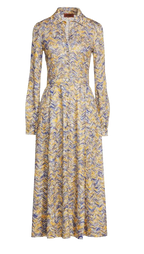 Blue And Yellow Weave Knit Midi Dress