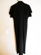 Black Wool Mid-Length Shirt Dress
