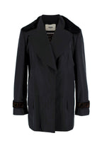 Fendi Black Short Trench Coat with Faux Fur Detail