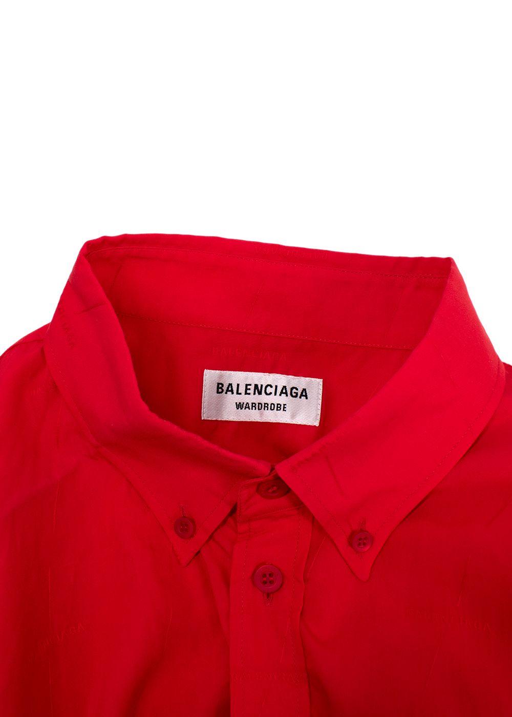 Balenciaga Red  Jacquard Oversized Silk Shirt
