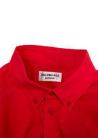 Balenciaga Red  Jacquard Oversized Silk Shirt