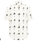 Saint Laurent Cream Palm Tree Print Silk Shirt