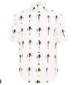 Saint Laurent Cream Palm Tree Print Silk Shirt