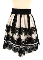 Alberta Ferretti White and Black Wool Skirt