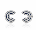 18ct white gold, diamond & enamel wave earrings
