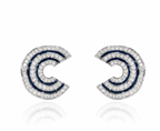 18ct white gold, diamond & enamel wave earrings