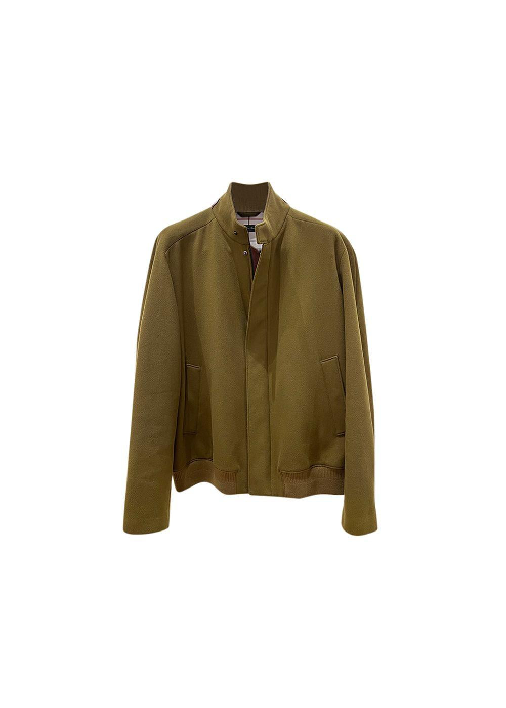 Khaki Cashmere Bomber Jacket