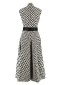 Black & White A-line Houndstooth Midi Dress