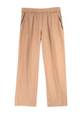 Momoni Beige Linen Wide Leg Trousers