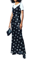 Ainea Black Star Sequin Cowl Neck Gown