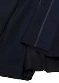 Prada Navy and Black Pleated Midi Skirt with Buckle Detail