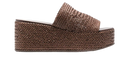 Casadei Brown Woven Leather Platform Slides