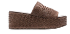 Casadei Brown Woven Leather Platform Slides