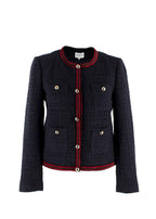 Claudie Pierlot Navy Contrast Trim Tweed Jacket