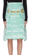 Bottega Veneta Menta Lacquered Matelasse Satin Skirt