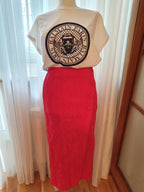 Alexa Chung Red Crepe Midi Skirt