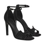Hermes Black Suede Joy 105 Rhinestone Ankle Strap Pumps  37.5