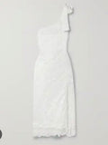 Waimari White Mangler One Shoulder Lace Midi Dress