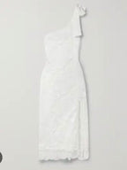 Waimari White Mangler One Shoulder Lace Midi Dress