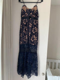 Self Portrait Blue/Nude Floral Lace Midi Dress