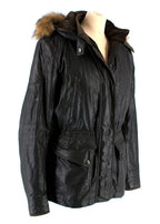 Matchless Waxed Cotton Biker Jacket with Fur Hood