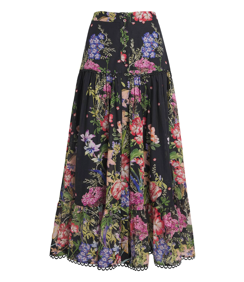 Charo Ruiz Ann Tiered Floral-print Voile Maxi Skirt
