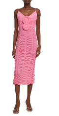 Magda Butrym Pink Ruched Mesh Midi Dress