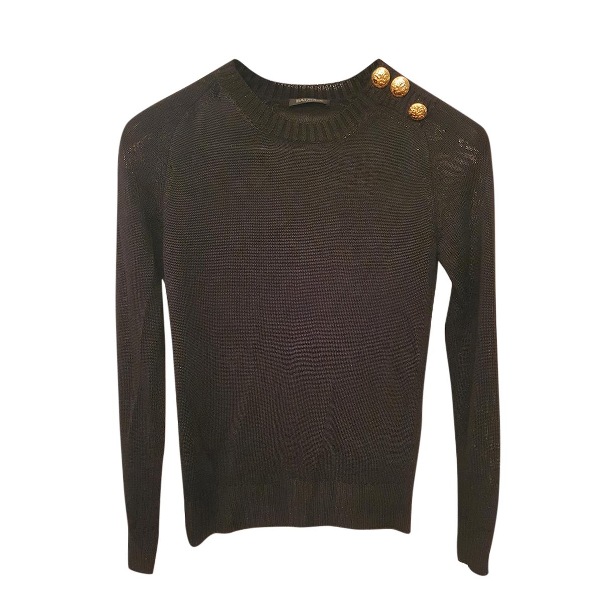 Balmain black Knit Button Embellished Jumper