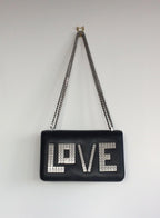 Les Petite Joueurs Black LOVE Plate Shoulder Bag