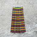 Multicolour striped crepe pleated skirt