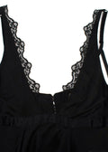 Balenciaga Silk Lace Trimmed Black Plunge Cami Top