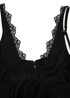 Balenciaga Silk Lace Trimmed Black Plunge Cami Top