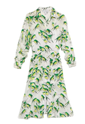 Long Sleeved Belted bird Print Dress