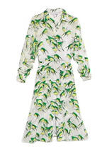 Long Sleeved Belted bird Print Dress