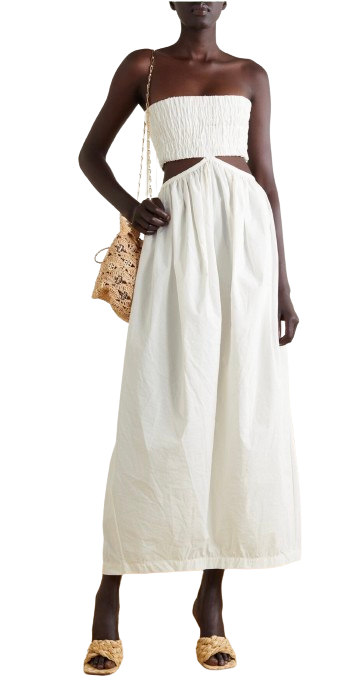 Christopher Esber White Ruched Cocoon Maxi Dress