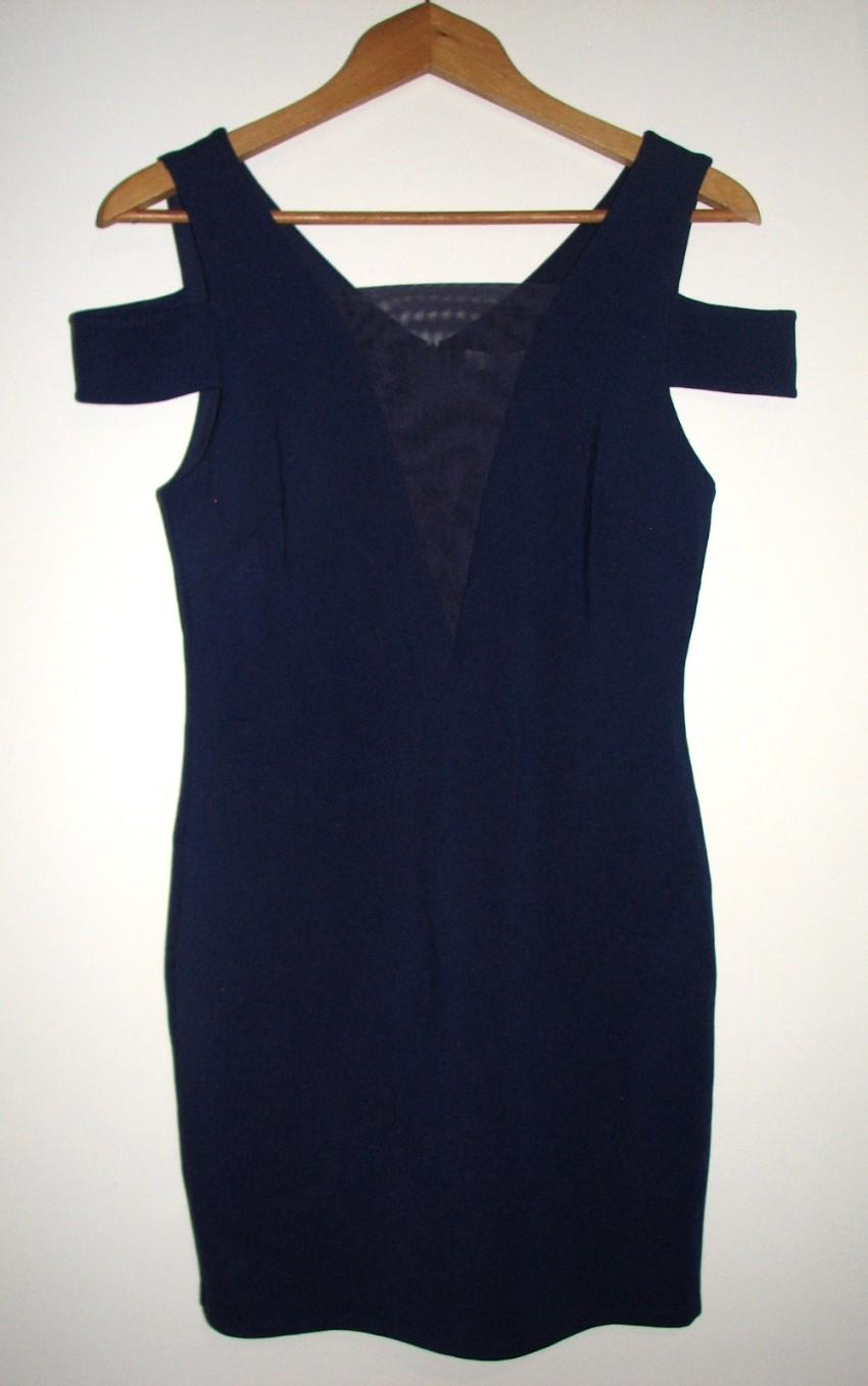 Halston Heritage cold shoulder mesh insert dress