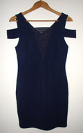 Halston Heritage cold shoulder mesh insert dress