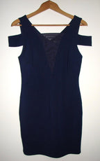 Halston Heritage cold shoulder mesh insert dress