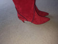 Red Suede Kitten Heel Boots