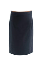 Brunello Cucinelli Navy Midi Skirt with Signature Waistband Detail