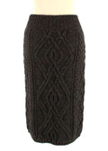 Chloe Grey Cable Knit Merino Wool Pencil Skirt