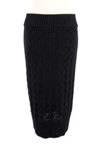 Altuzarra Black Knitted Button Down Midi Skirt