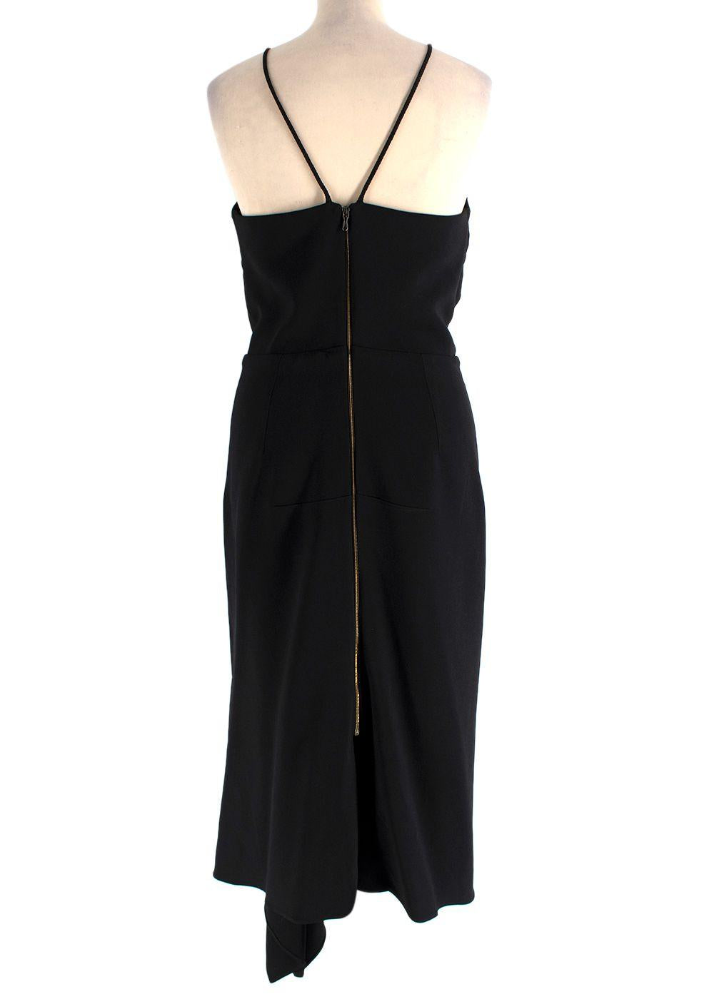 Roland Mouret Black Rope Strap Midi Dress