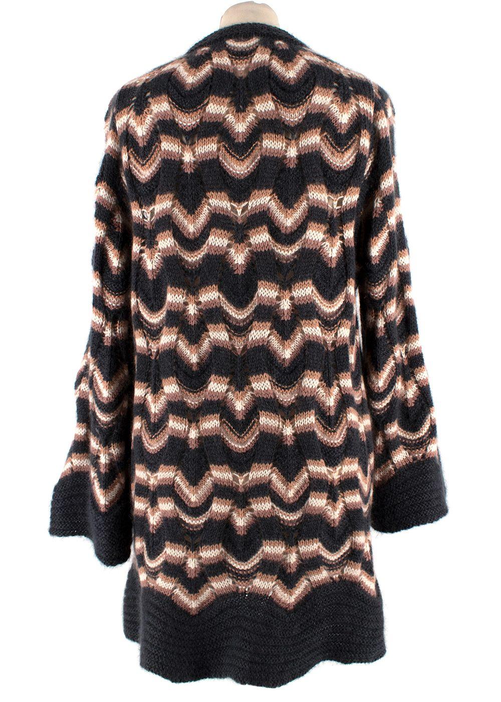 Missoni Grey and Pink Striped Longline Knitted Cardigan