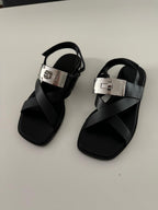 Hermes Oversized Kelly Buckle Black Sandals