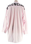 Balenciaga  Pink Striped Shirt with Neck Tie and Logo Detail