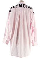Balenciaga  Pink Striped Shirt with Neck Tie and Logo Detail